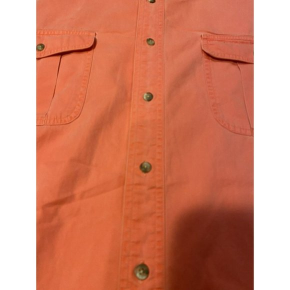 Eddie Bauer Button Up Shirt Mens XL Short Sleeve Pink Coral Rufton Twill - Picture 3 of 8
